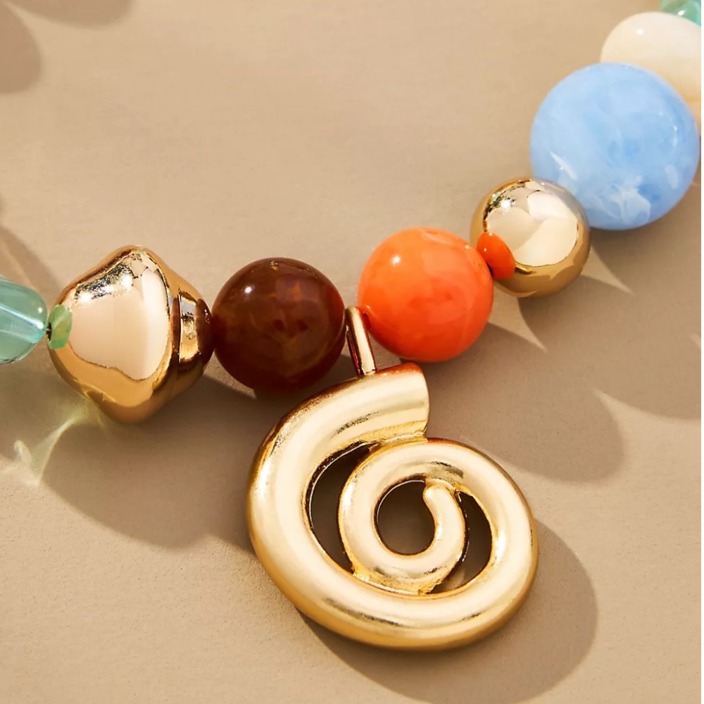 NWT ⚜️♥️⚜️ Piper K Gorgeous Mixed Beaded Spiral Pendant Necklace - Picture 6 of 13